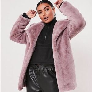 Faux Fur Coat Lilac Missguided US 10 Super Soft